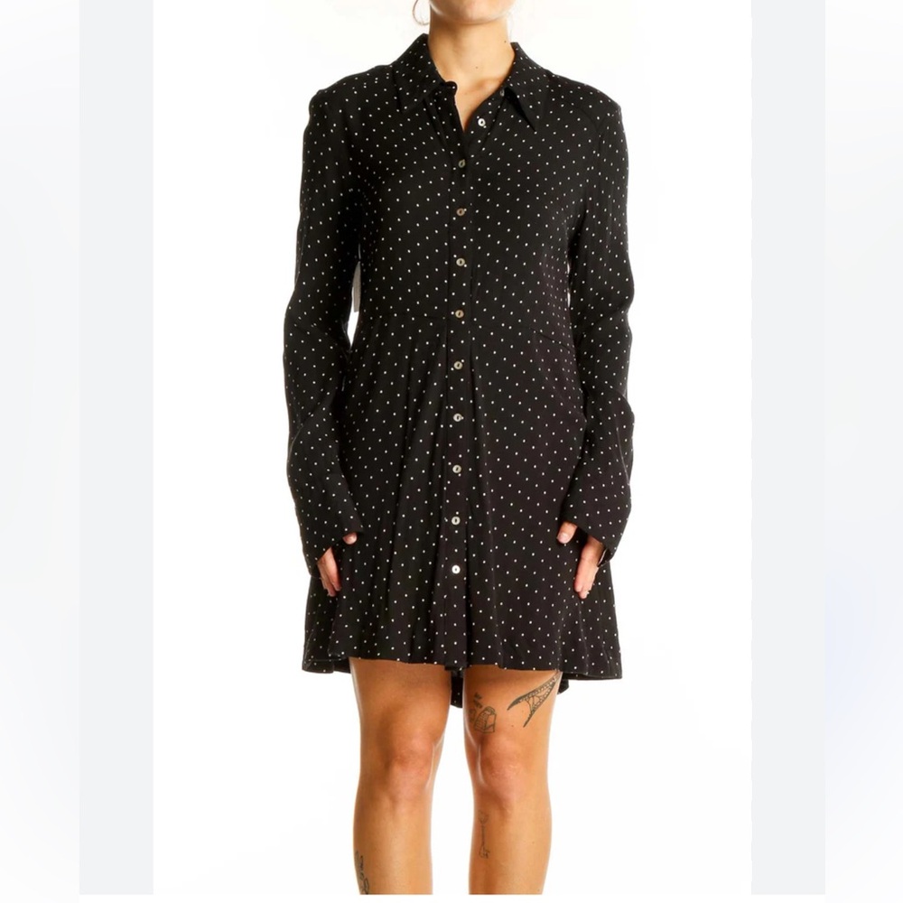 Free People Black Long Sleeve Polka Dot Dress - Picture 4 of 6